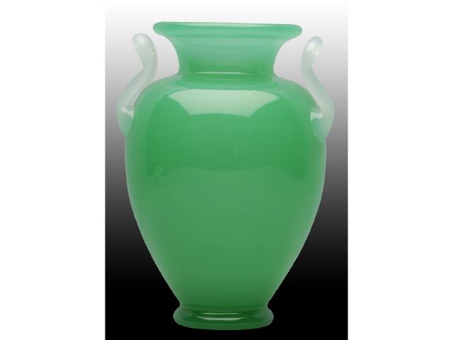 Appraisal: Pair of Polished Jade Vases with Applied Handles Description One