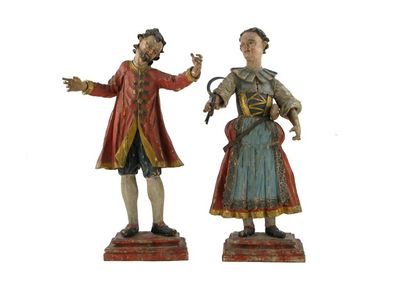 Appraisal: A pair of th century Tyrolean carved wood and polychrome