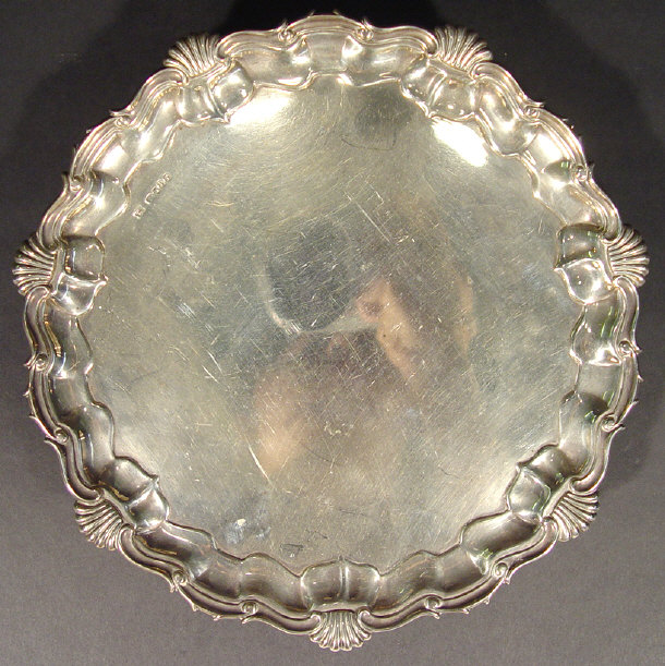 Appraisal: Victorian silver salver resting on three feet London cm diameter