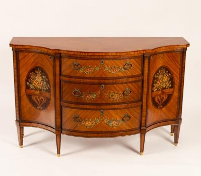 Appraisal: An th Century style satinwood side cabinet the serpentine front