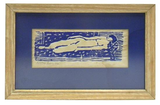 Appraisal: Milton Avery American - Nude c color woodcut depicting nude