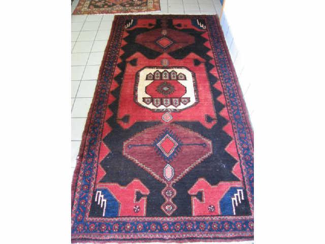 Appraisal: Baktiera Persian Handmade Rug large geometrics deep rich colors '