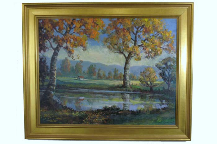 Appraisal: CLYDE LEON KELLER OIL ON PANEL Oregon - An autumn