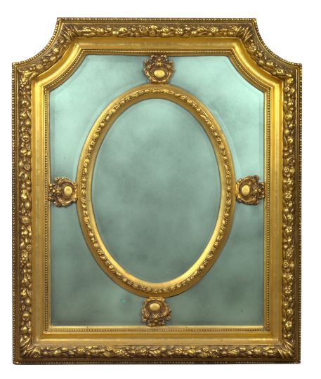 Appraisal: Large French Carved Giltwood and Mirrored Glass Looking Glass in