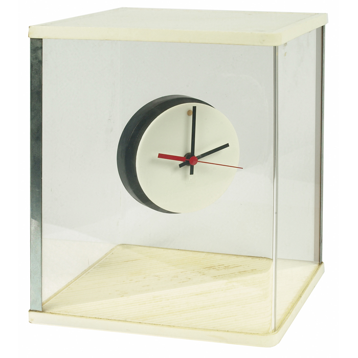 Appraisal: Raymor Mystery Clock white plastic and Lucite battery operated clock