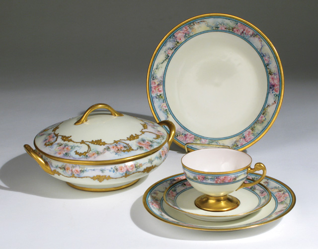 Appraisal: HAND PAINTED FINE CHINA GROUP pieces in similar hand painted