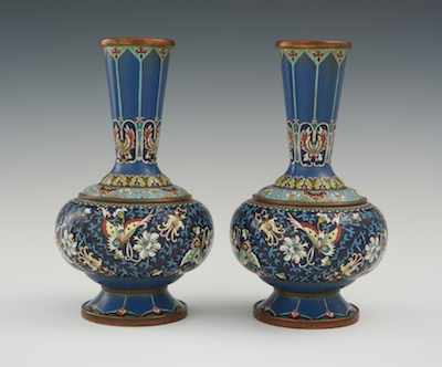 Appraisal: A Pair of Chinese Cloisonne Bottle Shaped Vases Bulbous in