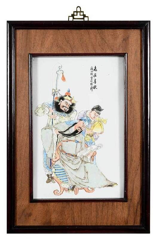 Appraisal: Chinese Enameled Porcelain Plaque The Warriors late Qing Republic period