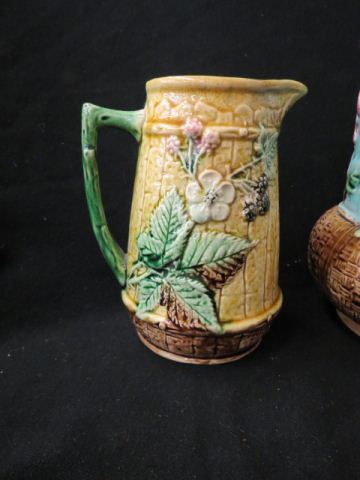 Appraisal: Majolica Pottery Pitcher floral on picket fence design