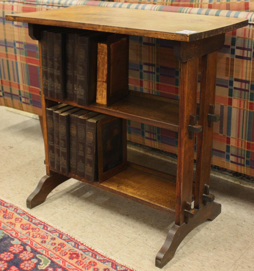 Appraisal: ROYCROFT OAK TABLE AND 'LITTLE JOURNEYS' BOOK SET rectangular three-tier