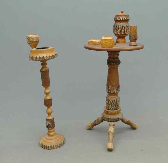 Appraisal: Lot two Adirondack smoking stands '' and '' Ht