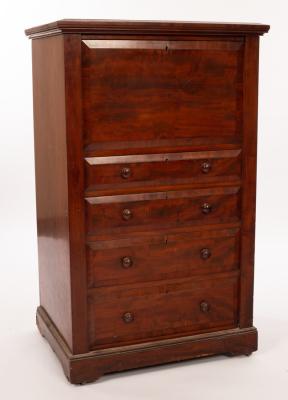 Appraisal: A Victorian mahogany cabinet with fall front fitted four drawers