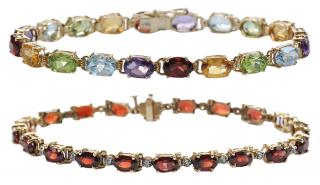 Appraisal: Two Gold and Gemstone Bracelets one stamped KP and with