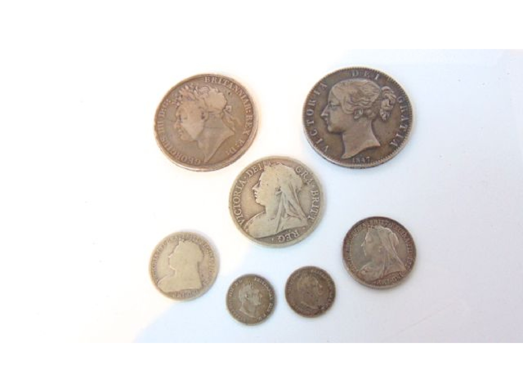 Appraisal: A George IV crown Victorian crown shillings William IV sixpences