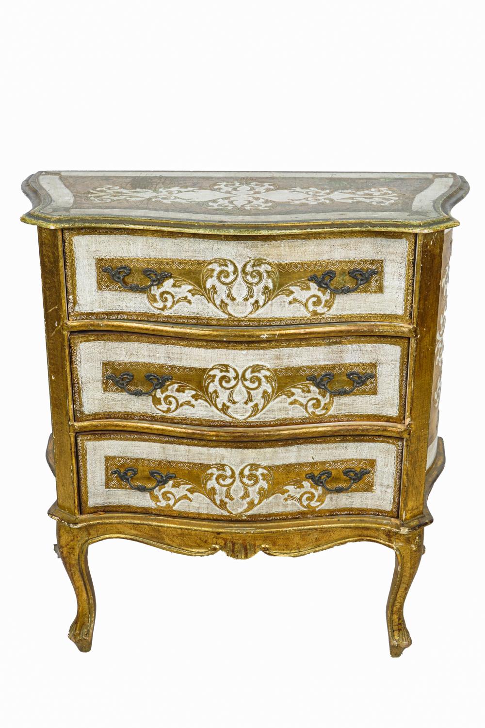 Appraisal: VENETIAN ROCOCO STYLE GILT PAINTED COMMODEwith serpentine top over three