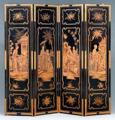 Appraisal: Chinese style four-panel room screen each panel with brown and