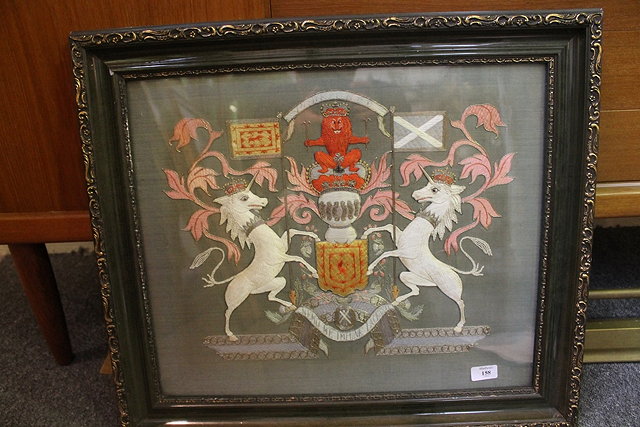 Appraisal: A SILK WORK PICTURE possibly th Century with armorial crests