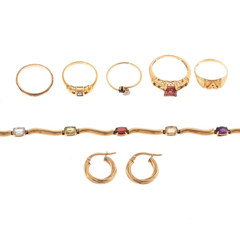 Appraisal: A Collection of Gemstone Jewelry in K K yellow gold