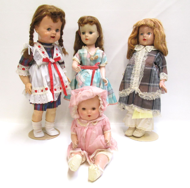 Appraisal: FOUR VINTAGE COMPOSITION DOLLS including Sweet Sue Walks by American