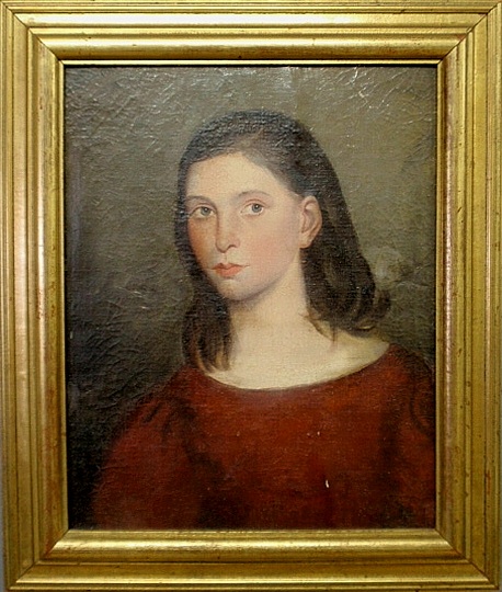 Appraisal: - Oil on canvas portrait of a young girl wearing