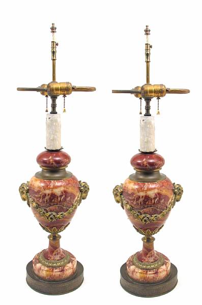 Appraisal: A pair of Neoclassical style marble and gilt metal mounted