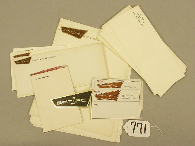 Appraisal: Collection of stationery from Batjack Productions including letter heads and