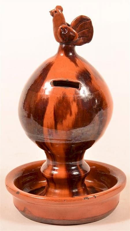 Appraisal: Shooner Redware Pottery Still Bank Shooner Redware Pottery Still Bank