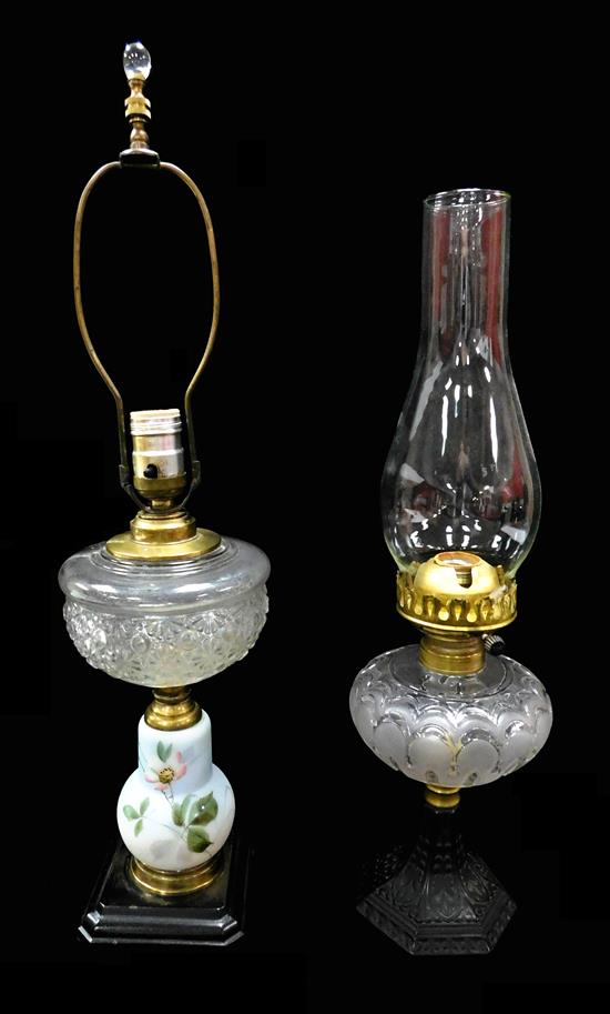 Appraisal: LAMPS Two late th early th C electrified oil lamps