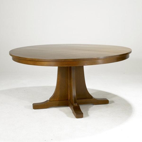 Appraisal: STICKLEY FOR E J AUDI Reproduction pedestal dining table with