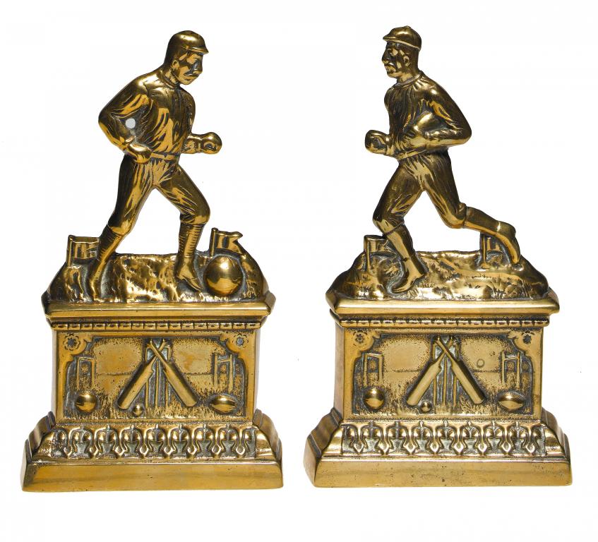 Appraisal: RUGBY AND SOCCER A PAIR OF VICTORIAN CAST BRASS FIGURAL