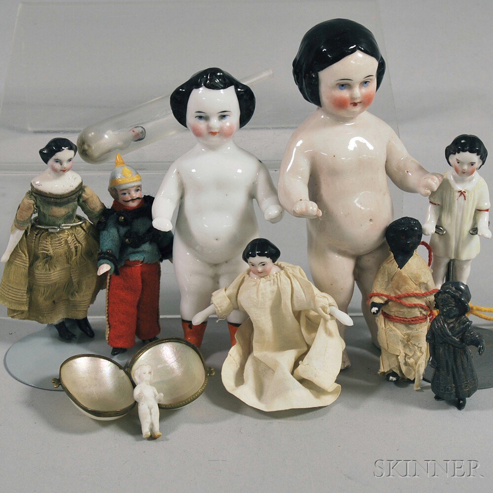 Appraisal: Group of Ten Tiny China and Bisque Dolls including a