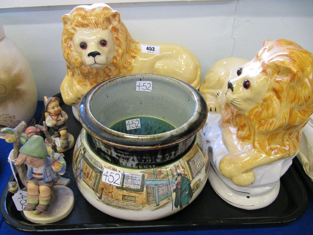 Appraisal: Lot comprising three Hummel figures Royal Doulton bowl pair of