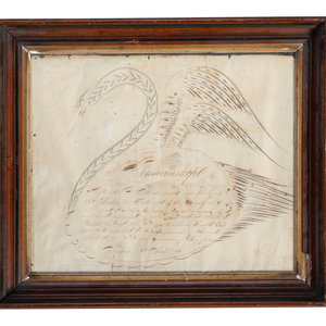 Appraisal: A Swan-Decorated Spencerian Ink Drawing Dated reading Penmanship Ann E