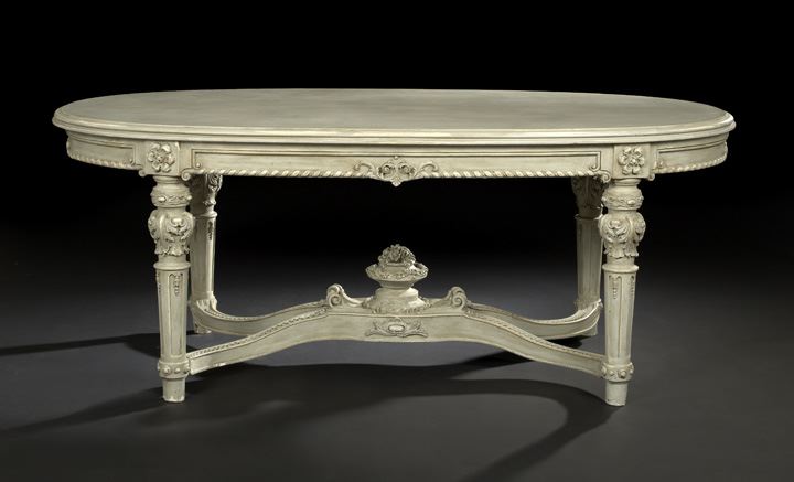 Appraisal: Louis XVI-Style Polychromed Dining Table the ovoid top with a