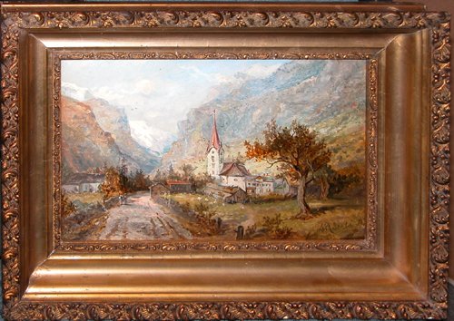 Appraisal: Artist Melrose Andrew American - Title Mountain Landscape with Church