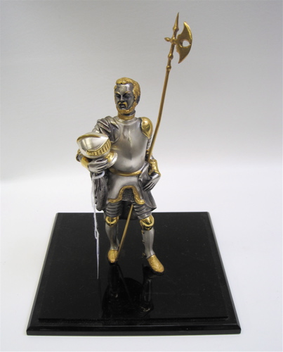 Appraisal: GIPPE VASANI SILVER AND GILT BRONZE Italian th century Knight