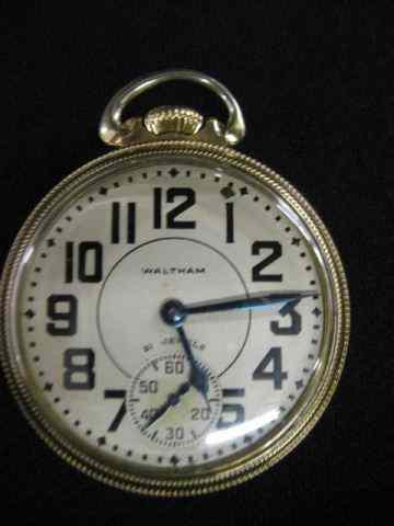 Appraisal: Waltham Railroad Pocketwatch jewels gold-filled openface case model -A working