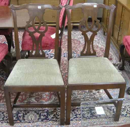 Appraisal: SET OF FOUR CHIPPENDALE STYLE MAHOGANY DINING CHAIRS American th