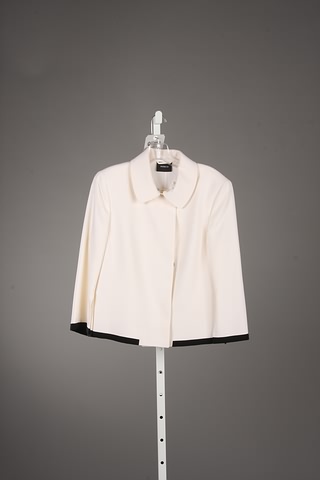 Appraisal: Akris cream jacket with black trim on cuffsand bottom Size