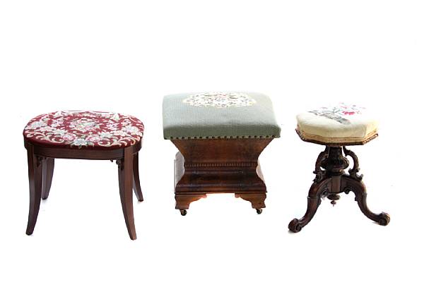 Appraisal: An American Empire mahogany stool a piano stool and a