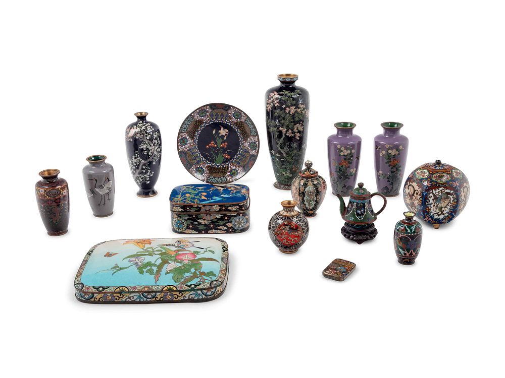 Appraisal: A Group of Japanese Cloisonne Enamel Decorated Articles A Group