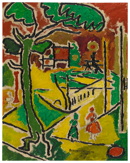 Appraisal: BEAUFORD DELANEY - Untitled Washington Square Park Oil on canvas