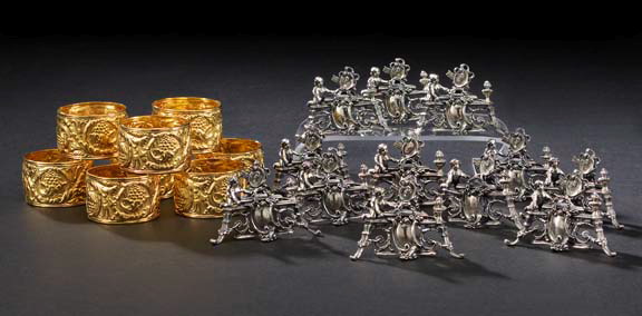 Appraisal: Set of Eight American Sterling Silver Gilt Napkin Rings th