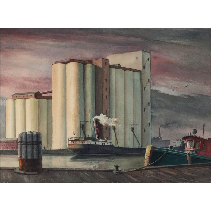 Appraisal: Ralph Rapien American th century Grain Elevators Deluth c watercolor