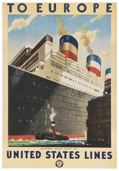 Appraisal: ANONYMOUSUNITED STATES LINES TO EUROPE SS LEVIATHAN Lithograph in colors