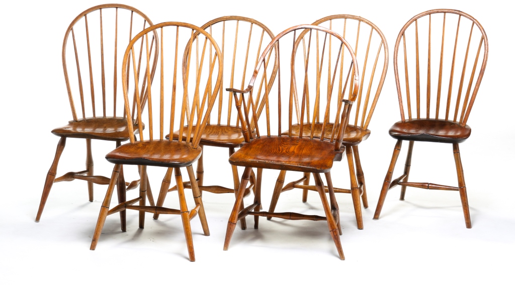 Appraisal: ASSEMBLED SET OF SIX AMERICAN WINDSOR CHAIRS Early th century