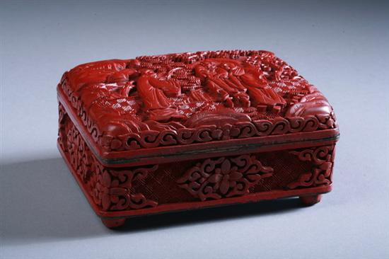 Appraisal: CHINESE CINNABAR LACQUER BOX - in x in