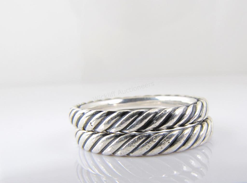 Appraisal: A pair of sterling silver David Yurman cable stack rings