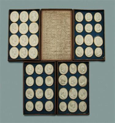 Appraisal: Set of porcelain medallions classical scientists and scholars including Socrates