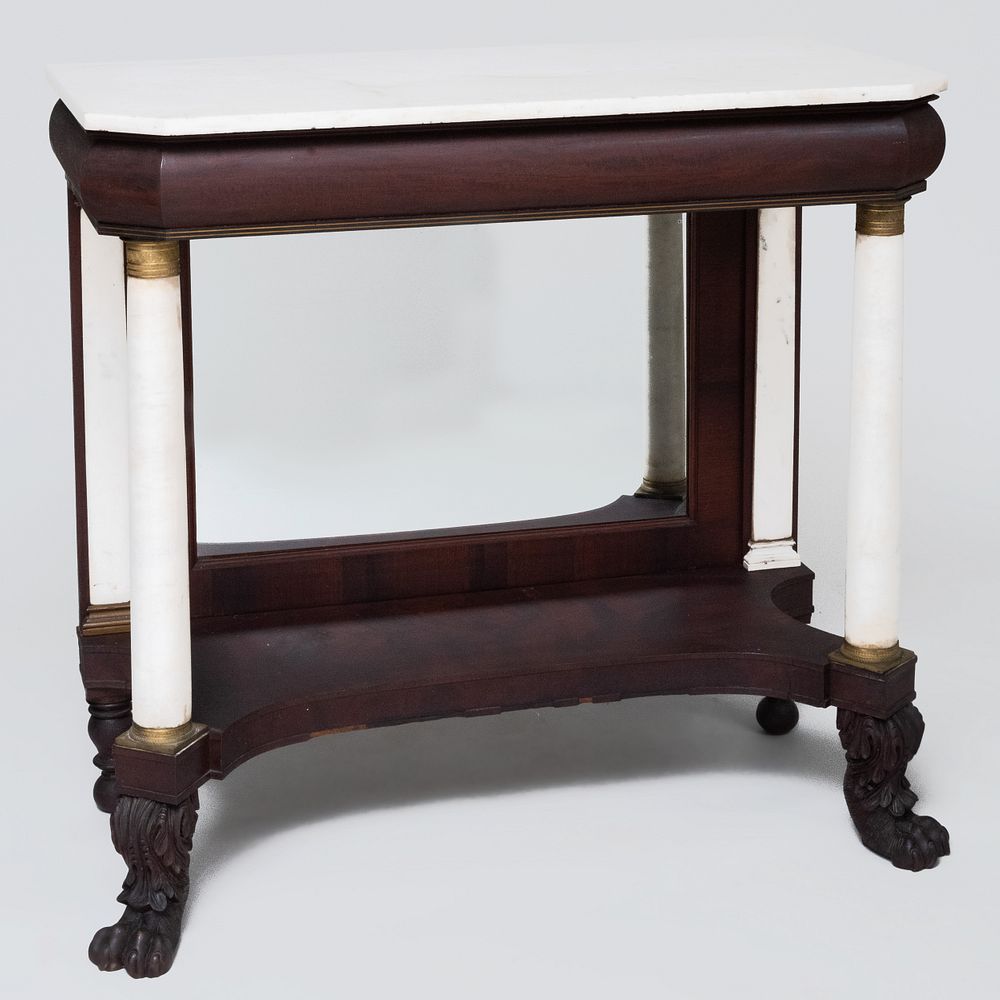 Appraisal: Classical Gilt-Metal-Mounted Mahogany and Marble Pier Table x x in